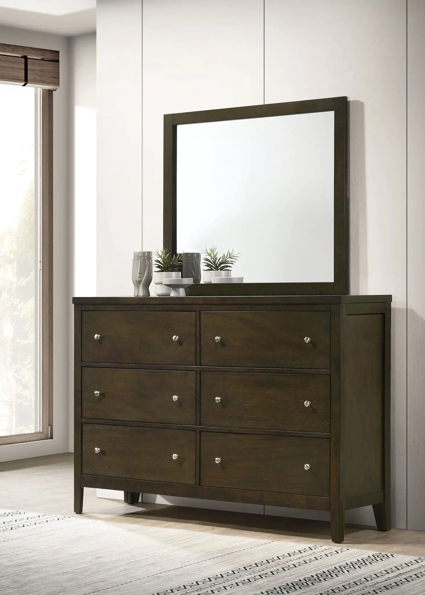 Wilkes 6-drawer Dresser and Mirror Dark Cocoa by Unique Piece Furniture