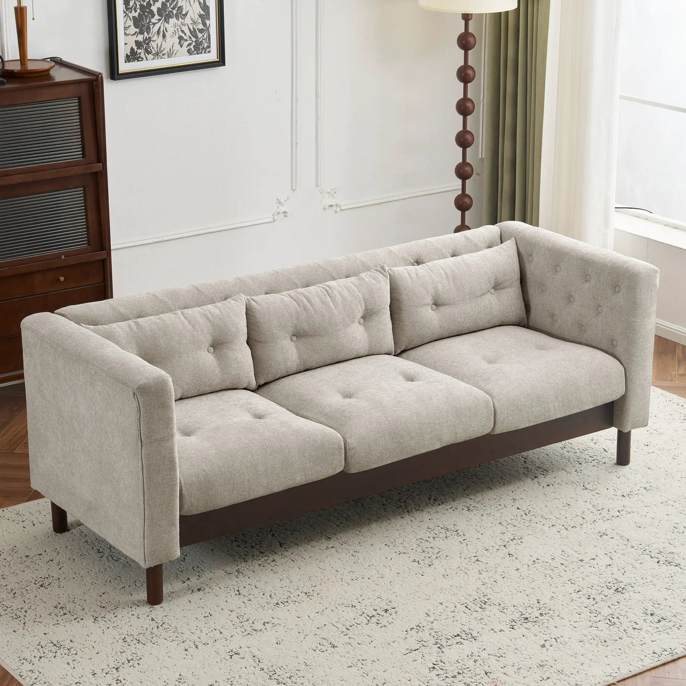 Upholstered Sofa Modern 3 Seater Sofa Couch With Tufted Design For Living Room by HouseOfZazla