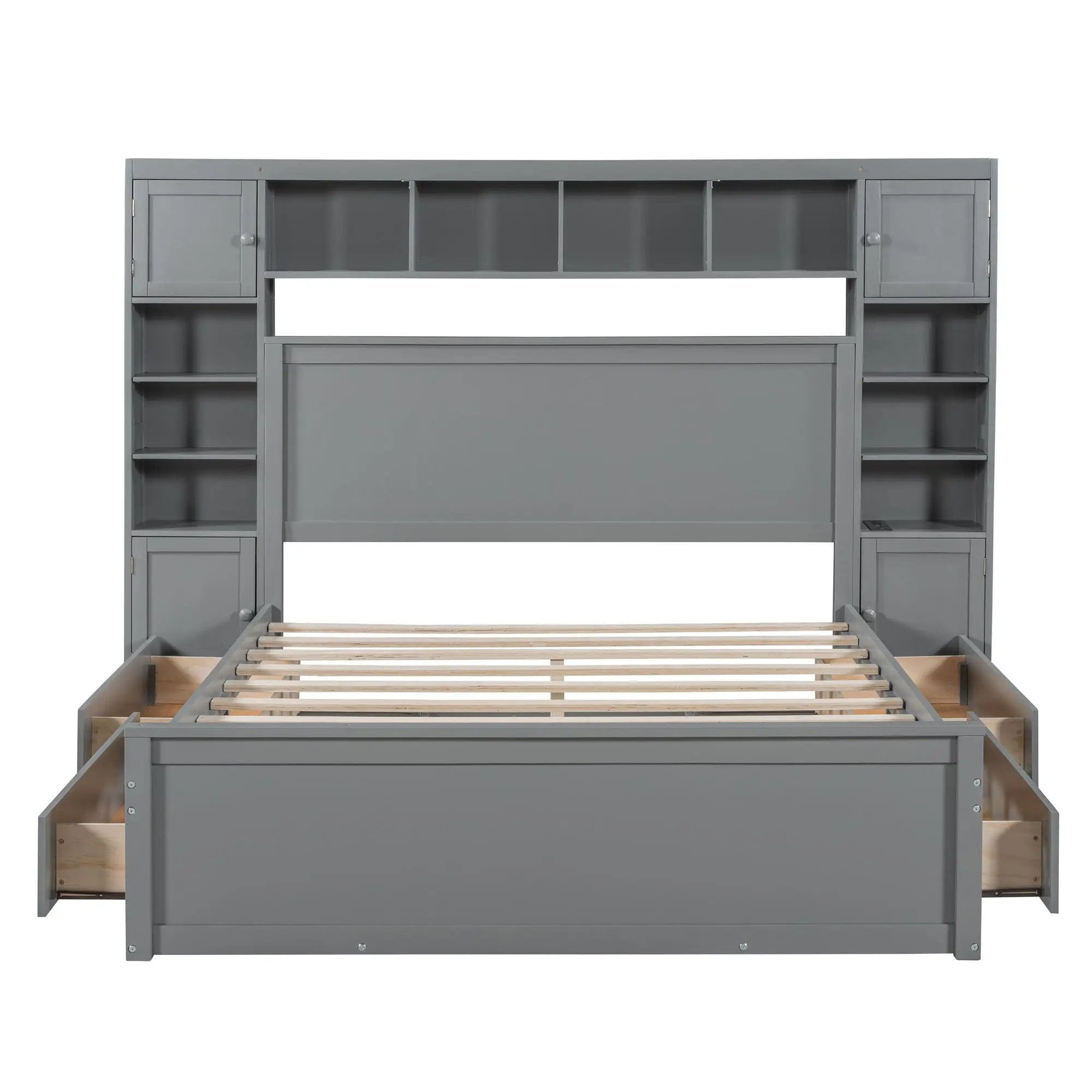 Bed With All In One Cabinet, Shelf And Sockets by Unique Piece Furniture