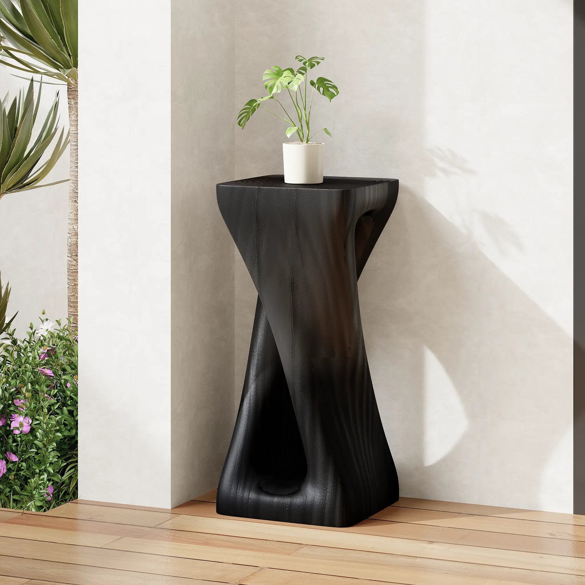 Outdoor Side Table Twist Shape End Table by BLAKHOM