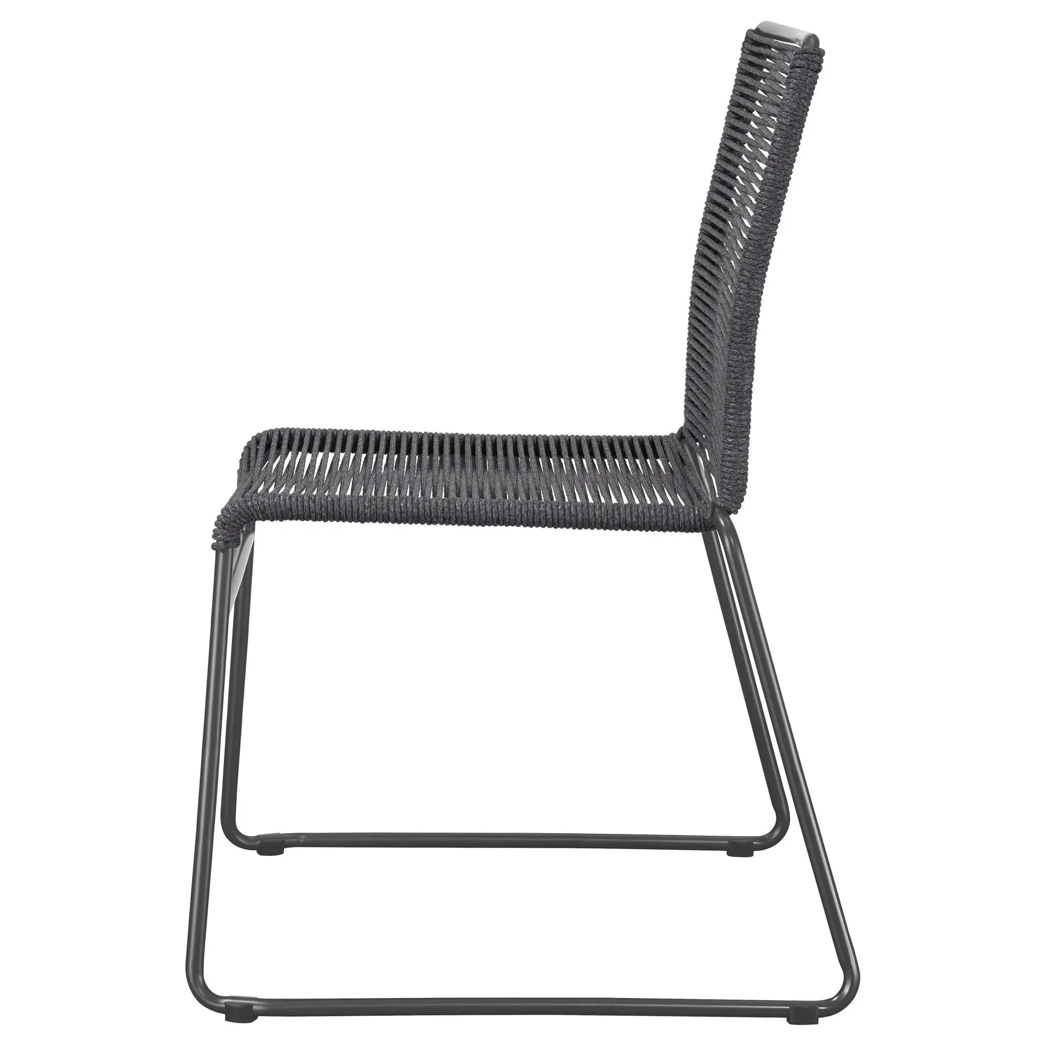 Jerome Woven Rope Stackable Side Chair Charcoal (Set of 2) by Unique Piece Furniture