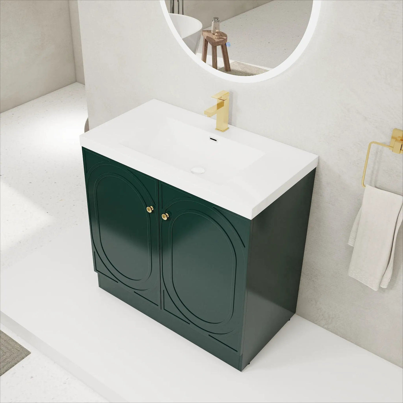 Contemporary Freestanding Bathroom Vanity With Resin Sink & Soft-Close Cabinet Doors by Unique Piece Furniture