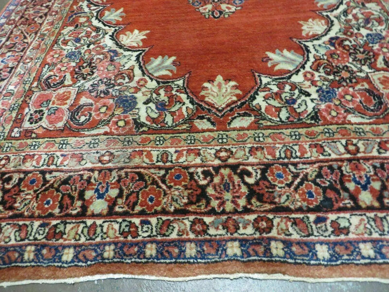 Antique Persian Sarouk Rug 5x8, Red, Semi Open Field, Hand Knotted, Wool by Jewel Rugs