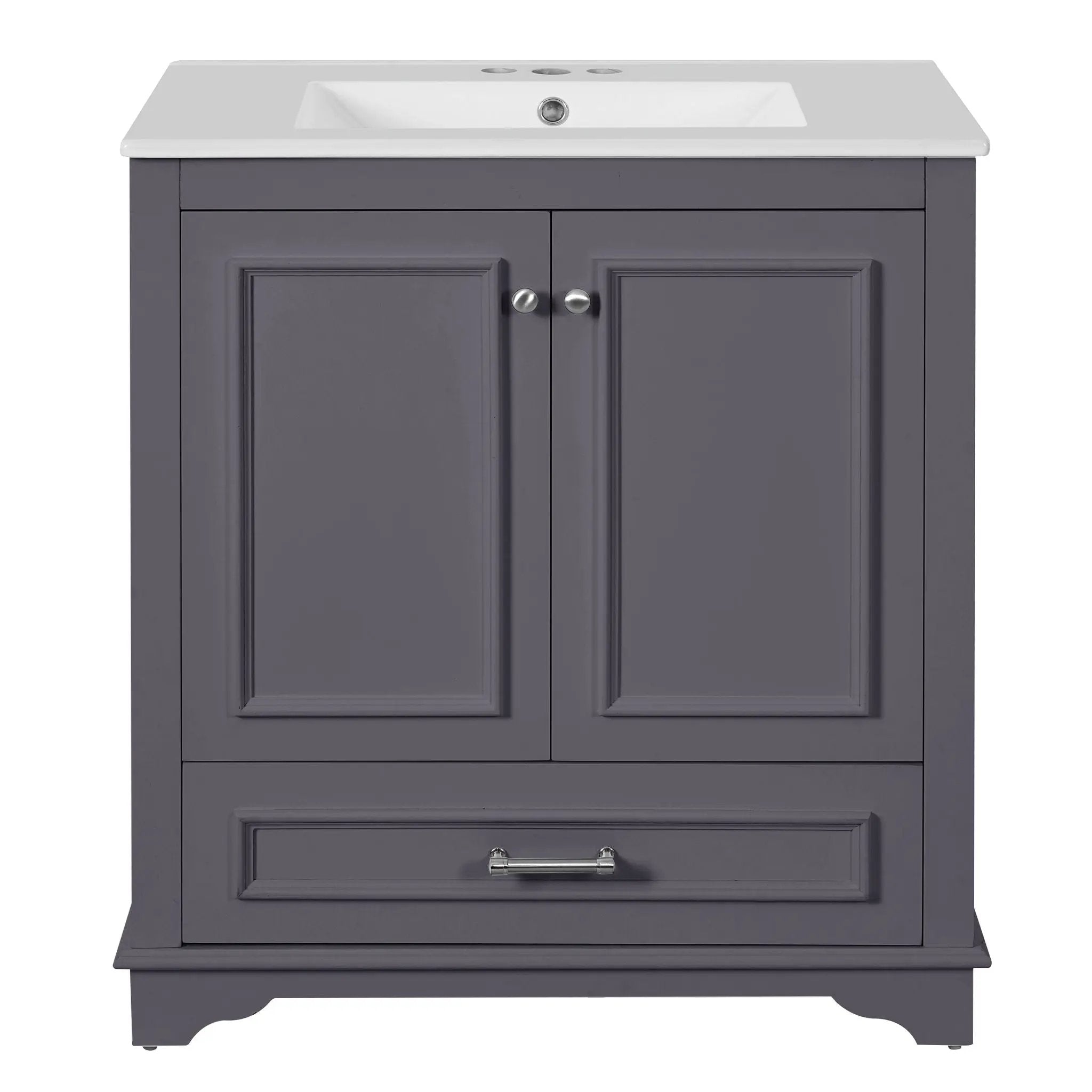 Bathroom Vanity With Sink, Cabinet & 2 Soft Closing Doors & Adjustable Shelf