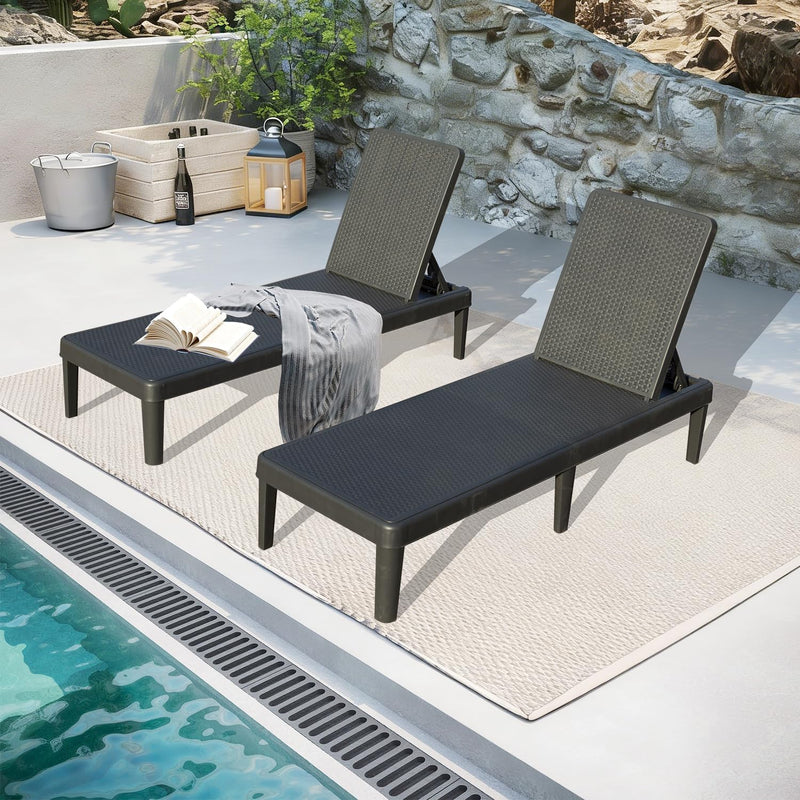 Pool Lounge Chairs Set of 2 with 6-Position Adjustable Backrest by HouseOfZazla