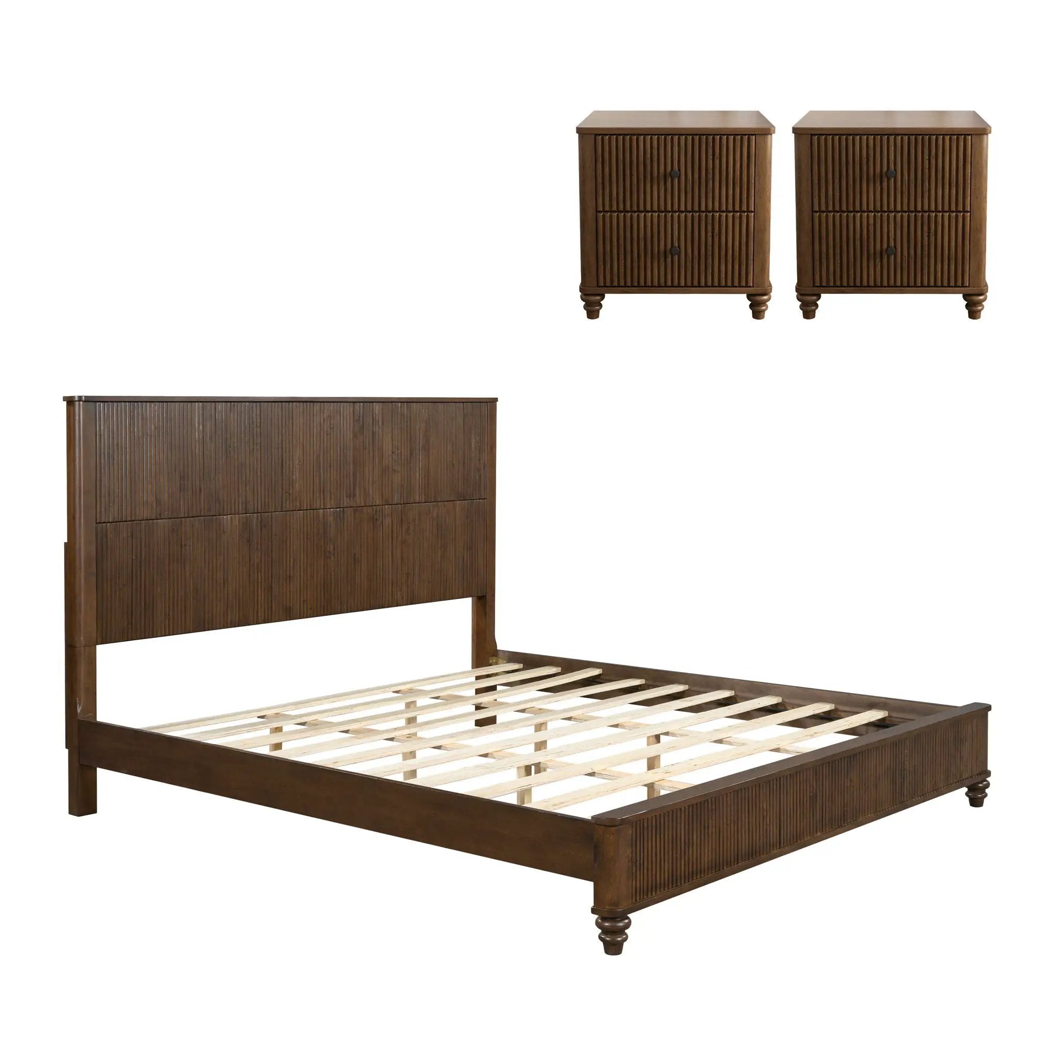 3 Piece Bedroom Set With Bed And 2 Nightstands by HouseOfZazla