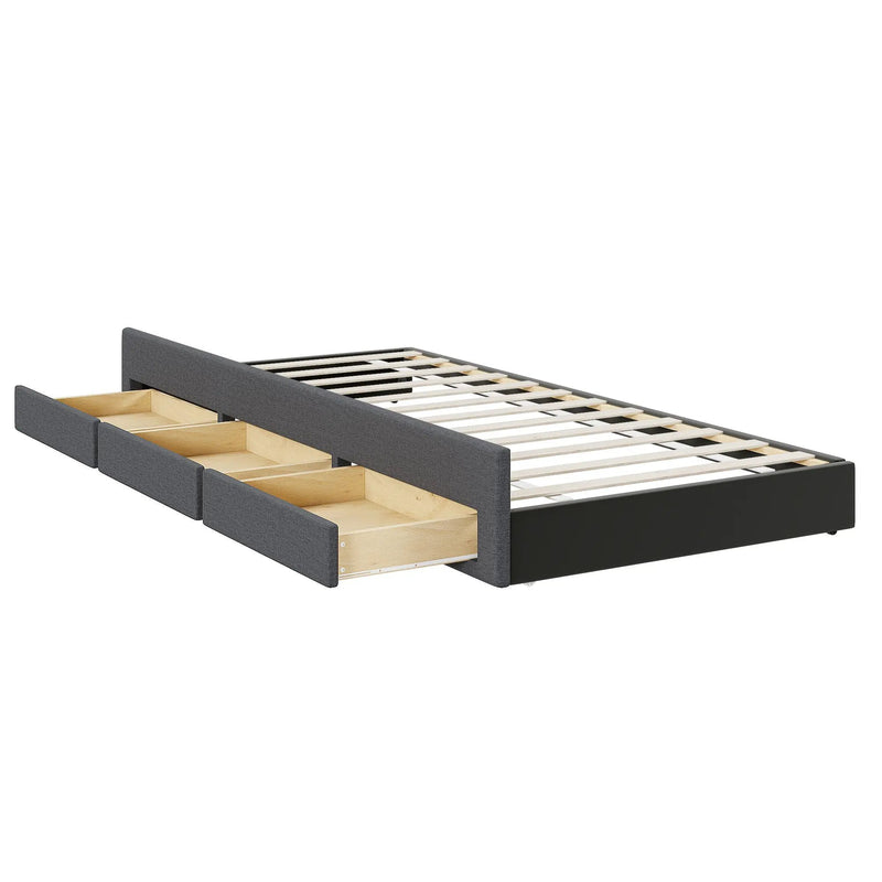 Upholstered Platform Bed With Twin Size Trundle And 3 Drawers by HouseOfZazla