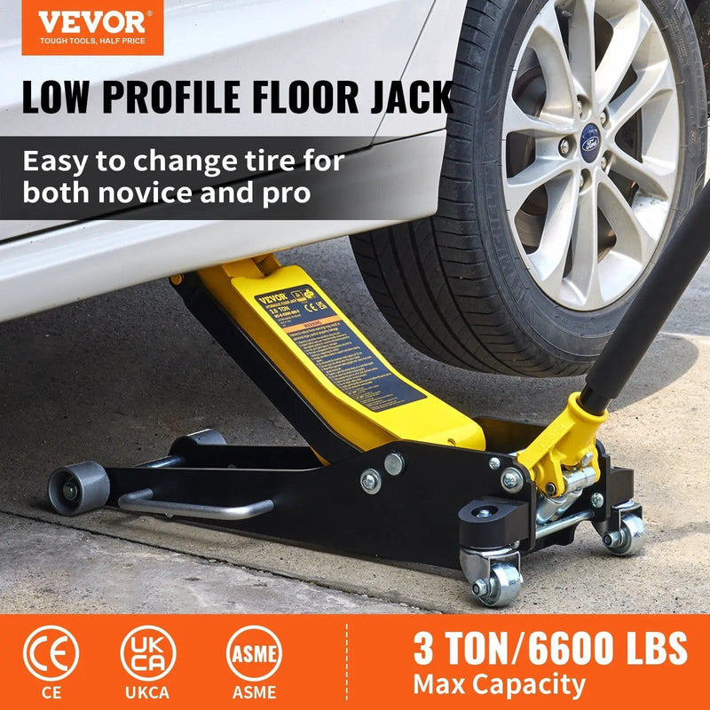 Vevor Racing Floor Jack 3 Ton Dual Pump Lift - Natural by HouseOfZazla