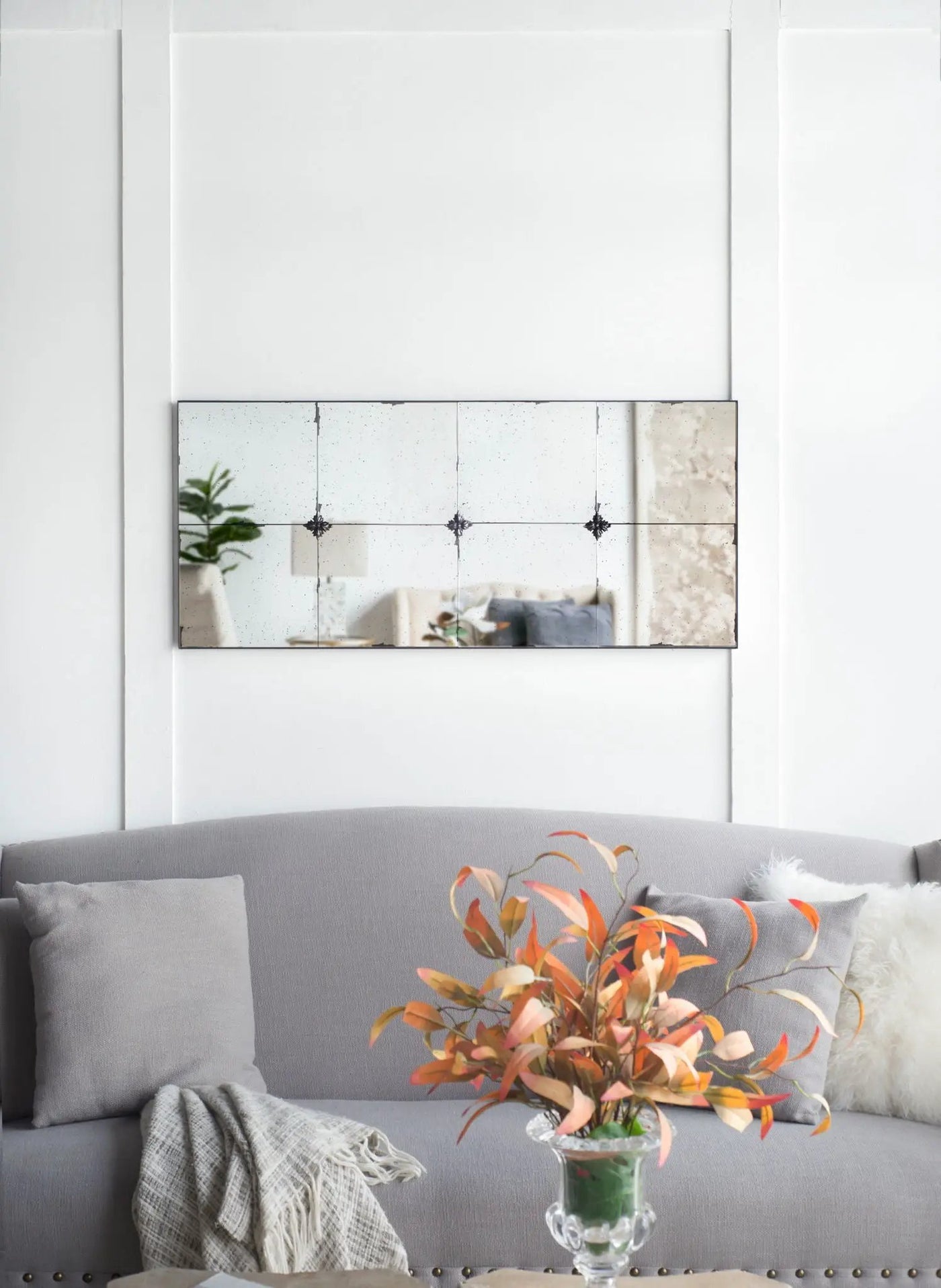 Traditional Decor Style Antique Glass Panel Mirror, Wall Mirror For Bathroom Entryway Console Lean Against Wall by HouseOfZazla