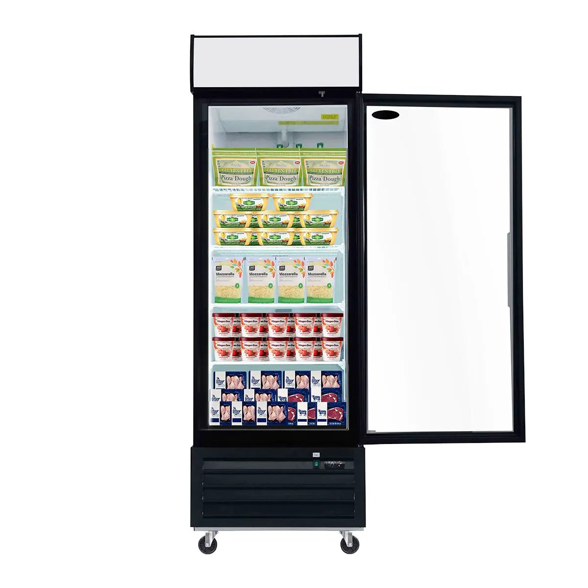 Glass Door Merchandiser Freezer Swing Door Commercial Reach-In Display Freezers With LED Top Panel Upright Freeze Storage by HouseOfZazla