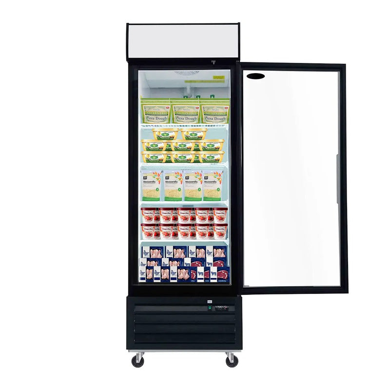 Glass Door Merchandiser Freezer Swing Door Commercial Reach-In Display Freezers With LED Top Panel Upright Freeze Storage by HouseOfZazla