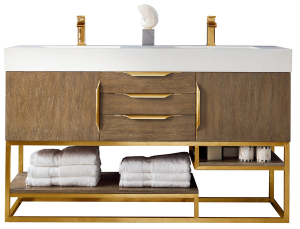 James Martin Columbia 59" Double Bathroom Vanity, Latte Oak