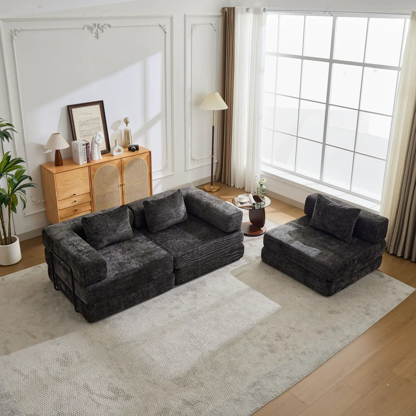 Convertible Floor Sofa Bed, Boneless Modular Sectional Sofa For Living Room by HouseOfZazla