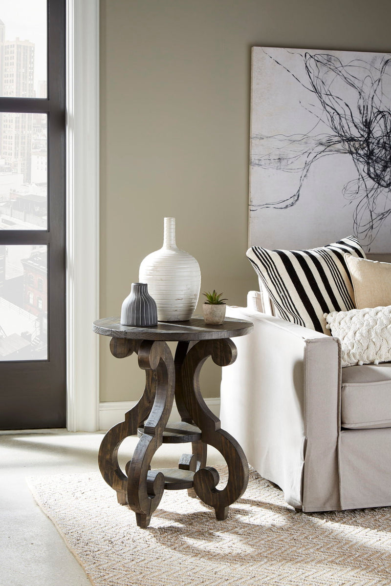 Bellamy - Round Accent End Table - Peppercorn, photo 3 of 4