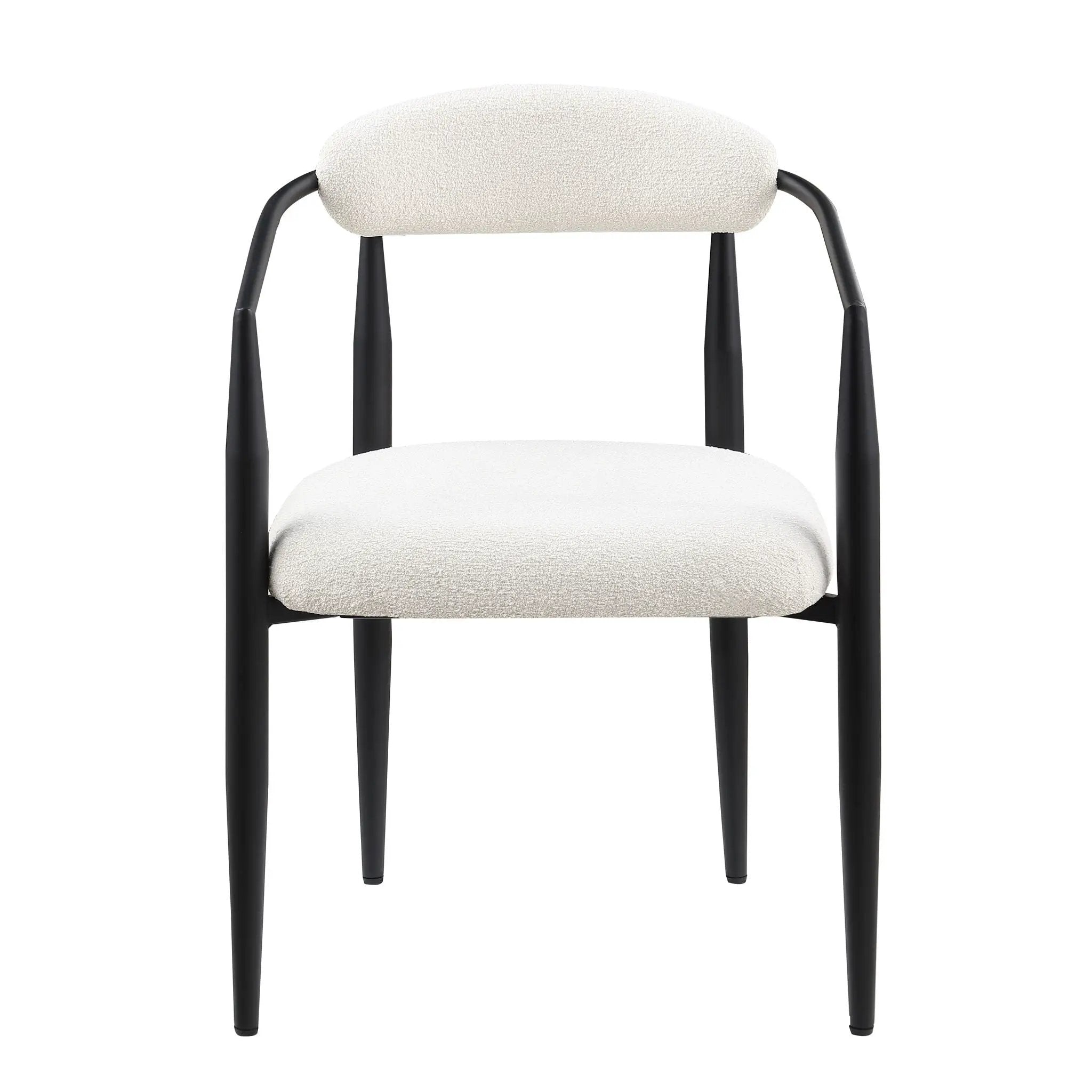 Dining Chairs (Set of 2), Mid-Century Modern Dining Chairs, Kitchen Dining Room Chairs, Round Boucle Backrest Sherpa Dining Chair With Metal Legs by HouseOfZazla
