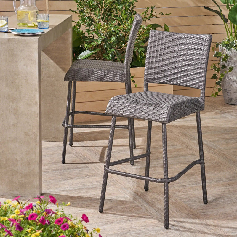 29" Outdoors PE Rattan Armless Barstools, Set of 2 by HouseOfZazla