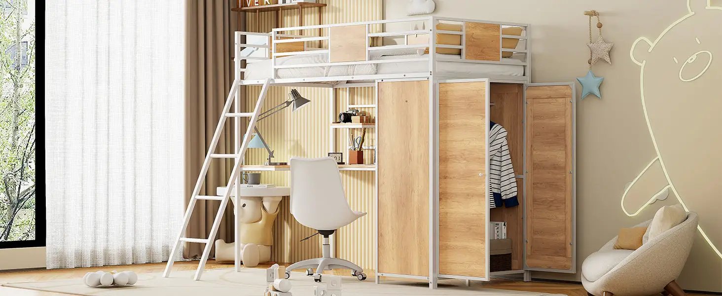 Loft Bed With L Shape Desk And Wardrobe by HouseOfZazla