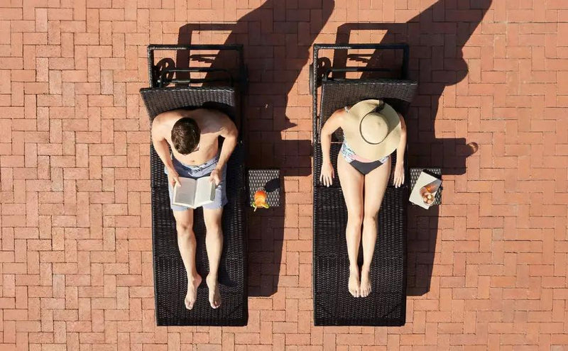 K&K 80'' Patio Wicker Chaise Lounge Chairs Set of 2 by HouseOfZazla