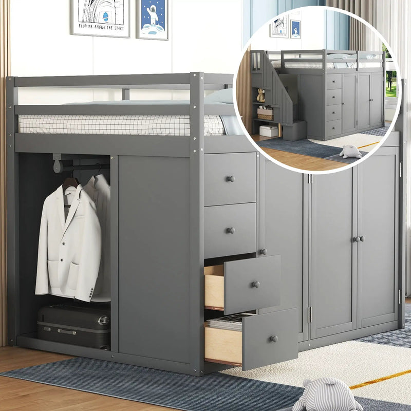 Loft Bed With Built In Wardrobes, Cabinets And Drawers by Unique Piece Furniture