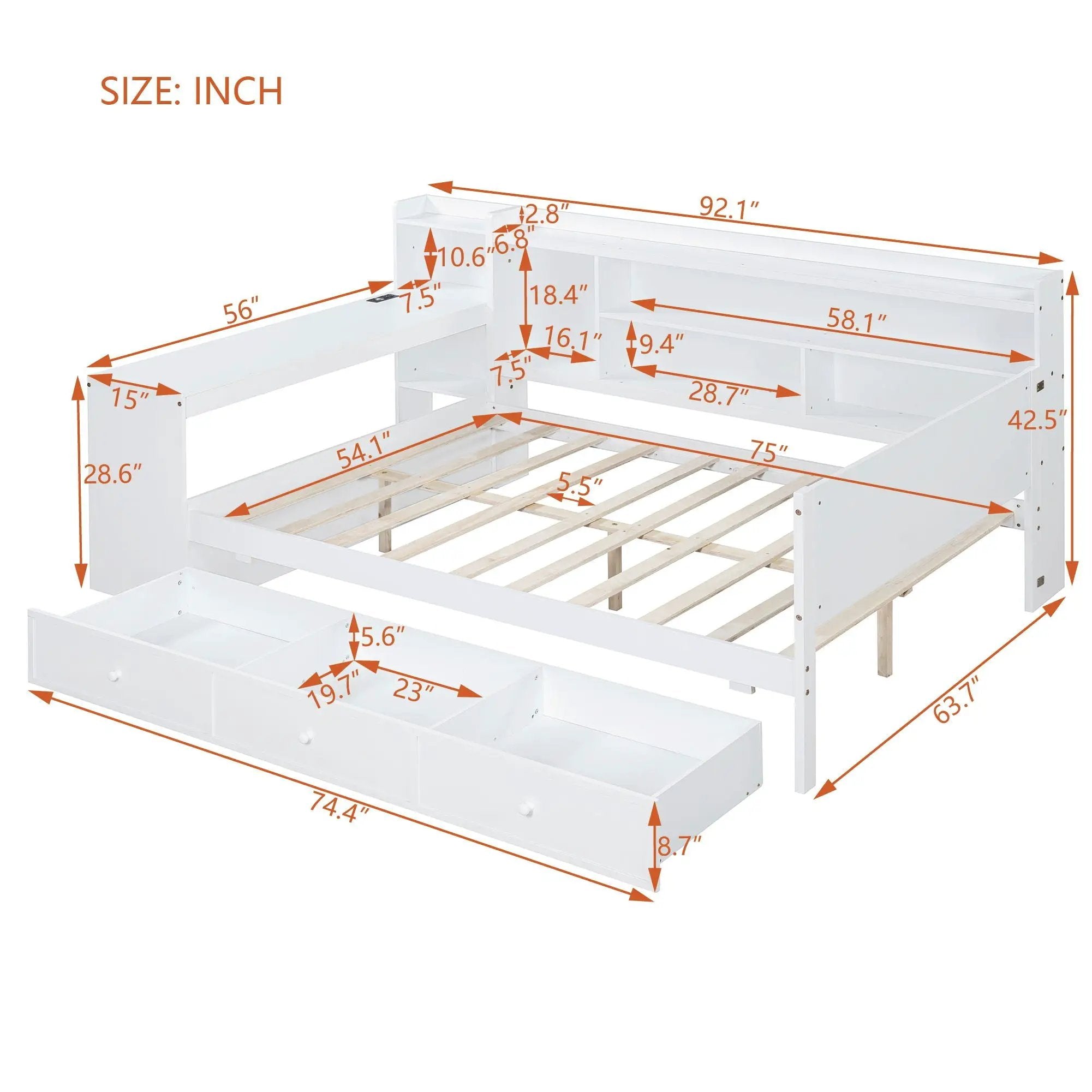 Daybed With 3 Drawers USB Ports And Desk by Unique Piece Furniture