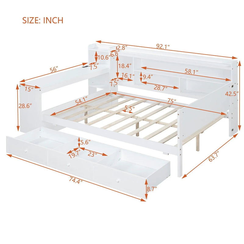 Daybed With 3 Drawers USB Ports And Desk by HouseOfZazla