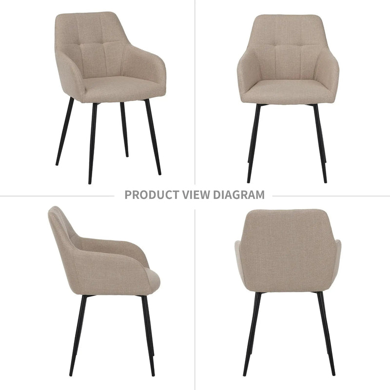 Dining Chair With Backrest And Wide Seat (Set of 2) - Beige by HouseOfZazla