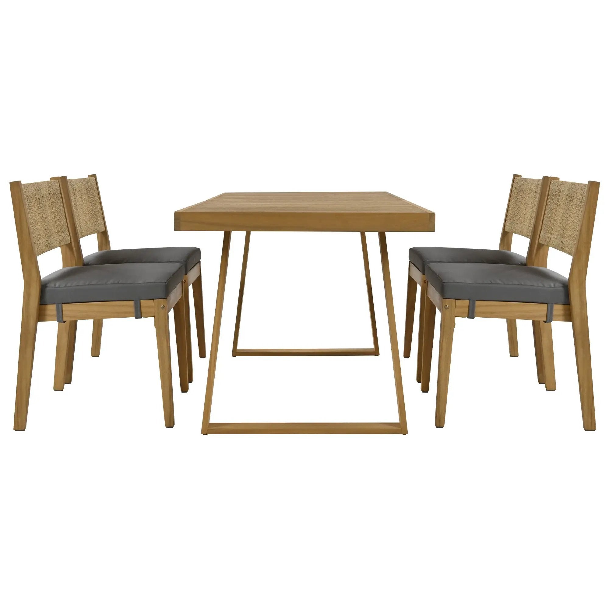U_Style Multi-Person Outdoor Acacia Wood Dining Table and Chair Set by HouseOfZazla
