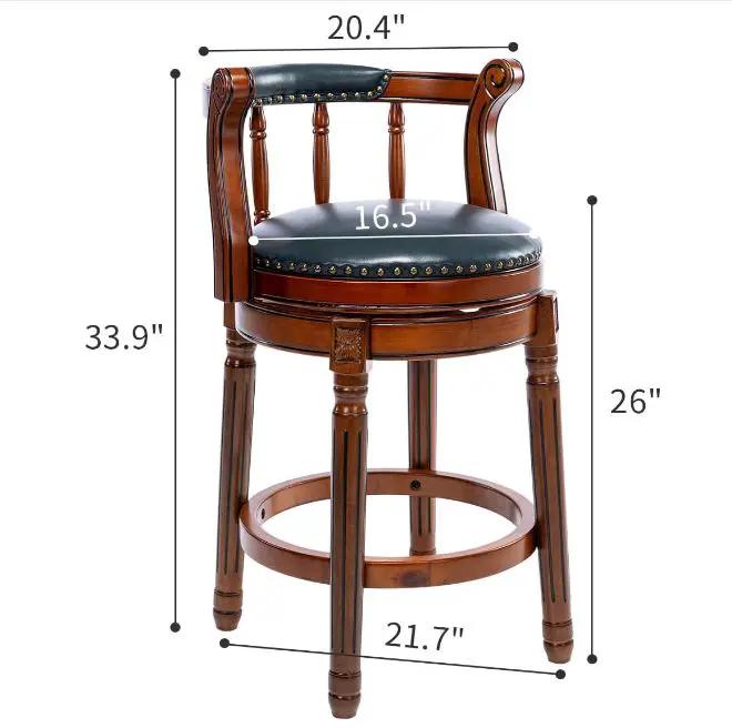 Swivel Cow Top Wooden Bar Stool, 360 Degree Swivel Bar Height Chair With Backs For Home Kitchen Counter by HouseOfZazla