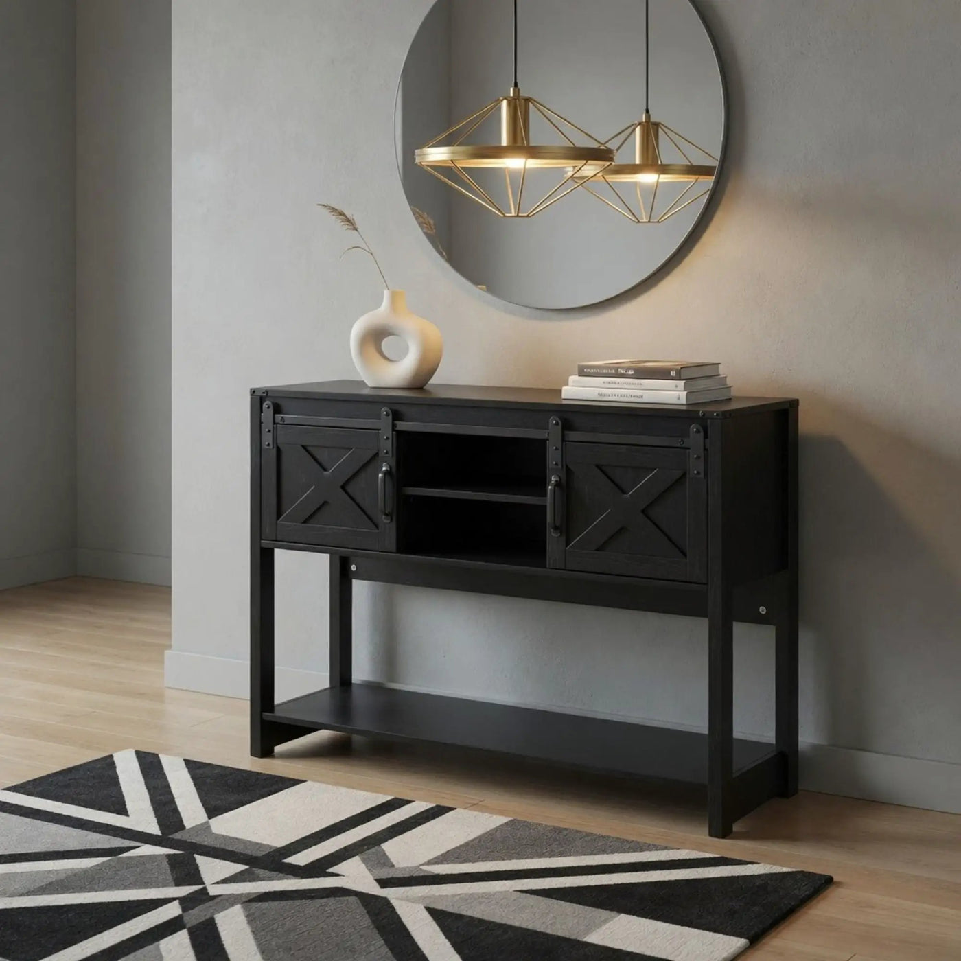 Farmhouse Entryway Table With Sliding Barn Door by HouseOfZazla