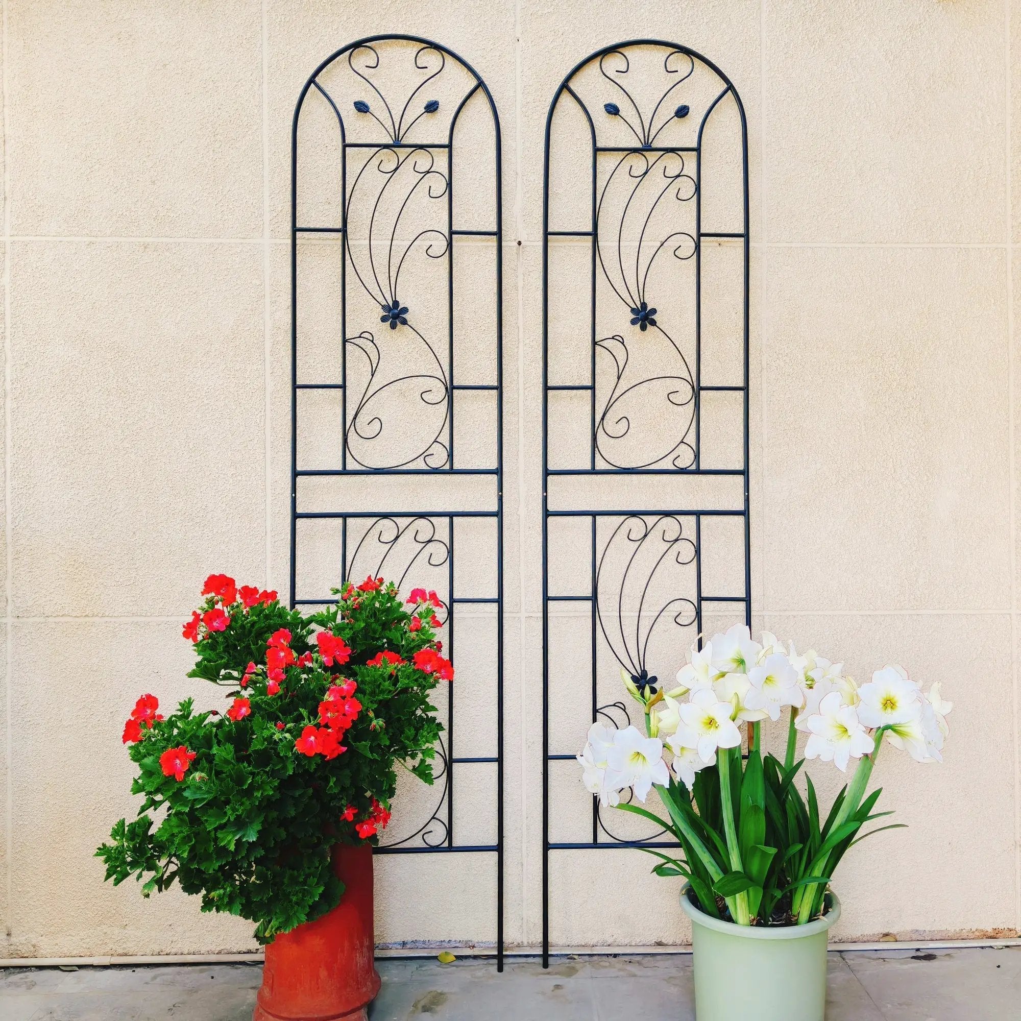4 Pack Metal Garden Trellis 86.7'' x 19.7'' Rustproof Black by HouseOfZazla