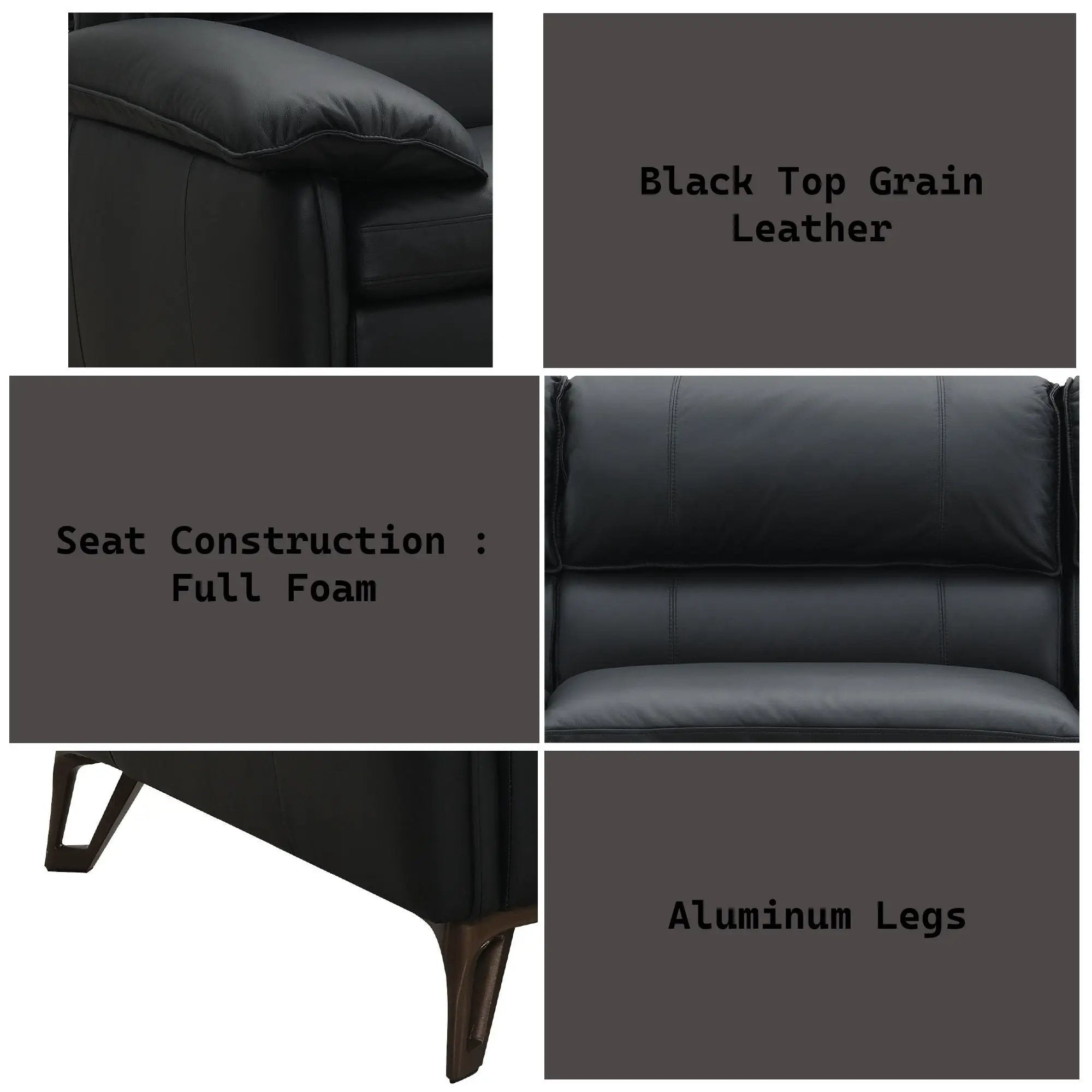Eilene - Top Grain Leather Sofa - Black by Unique Piece Furniture