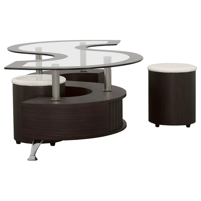Buckley 3-piece Coffee Table and Stools Set Cappuccino by Unique Piece Furniture