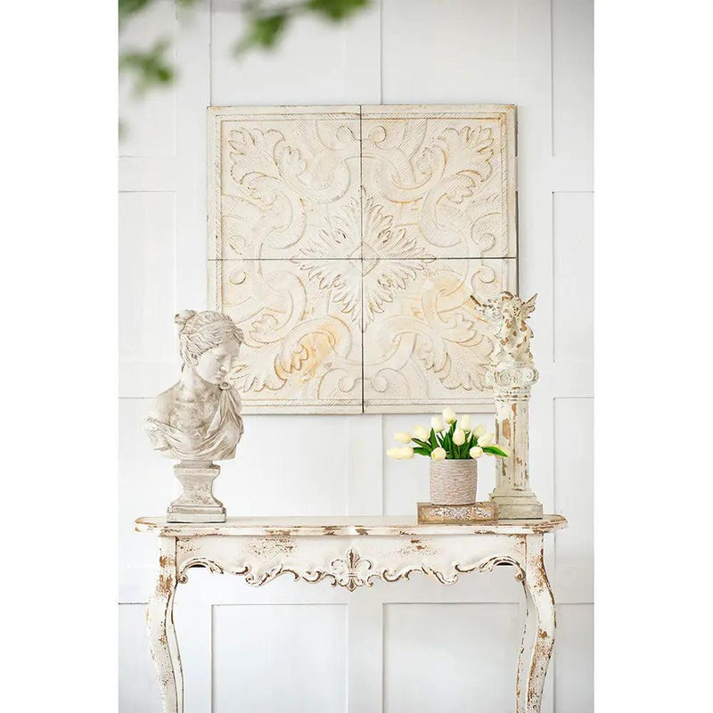 Distressed Wooden Square Wall Panels (Set of 4) - White by HouseOfZazla
