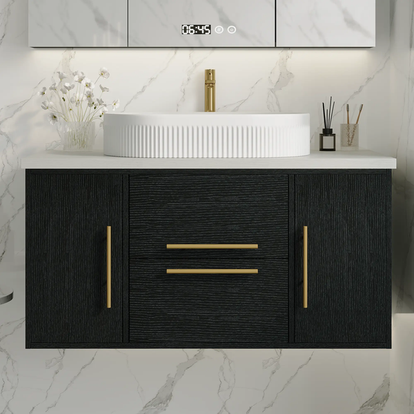 39.4 in Modern Floating Bathroom Vanity with Ceramic Sink