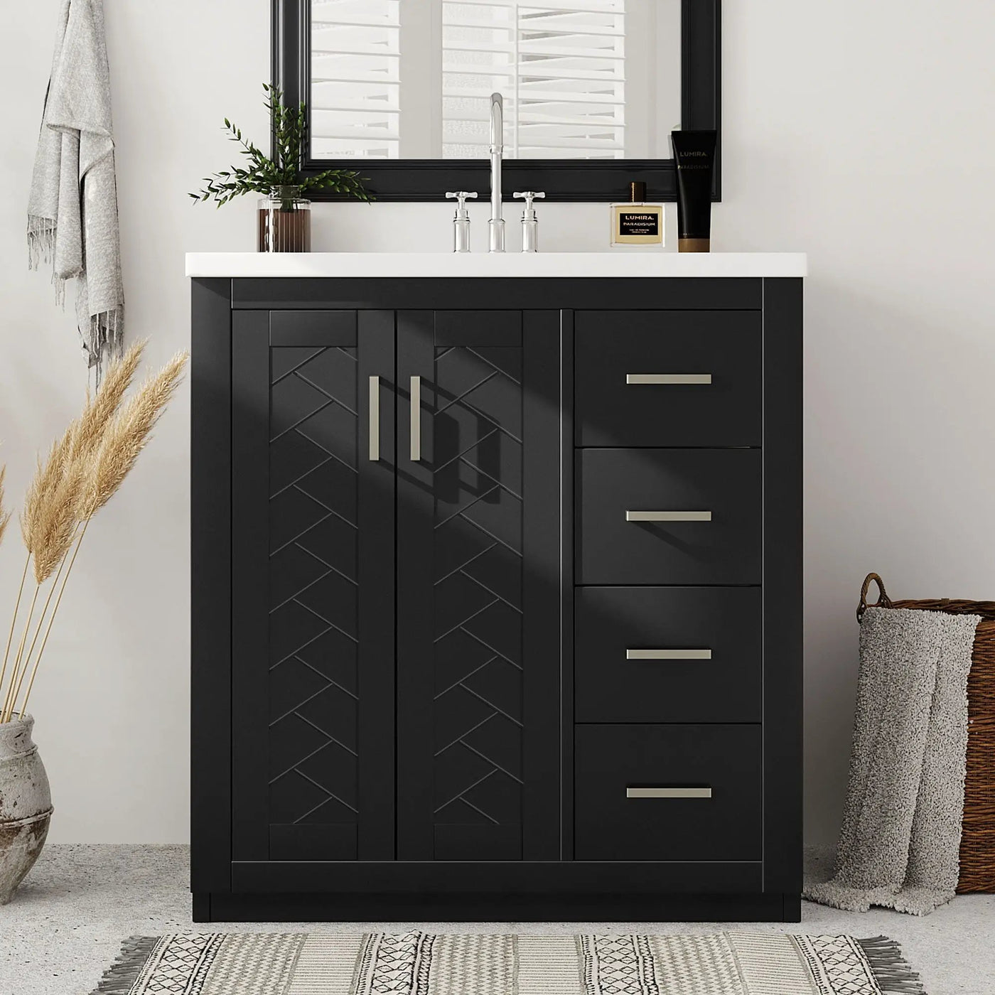 Bathroom Vanity With Sink, Storage Cabinet, Freestanding Set With 3 Drawers & Soft Closing Doors by HouseOfZazla