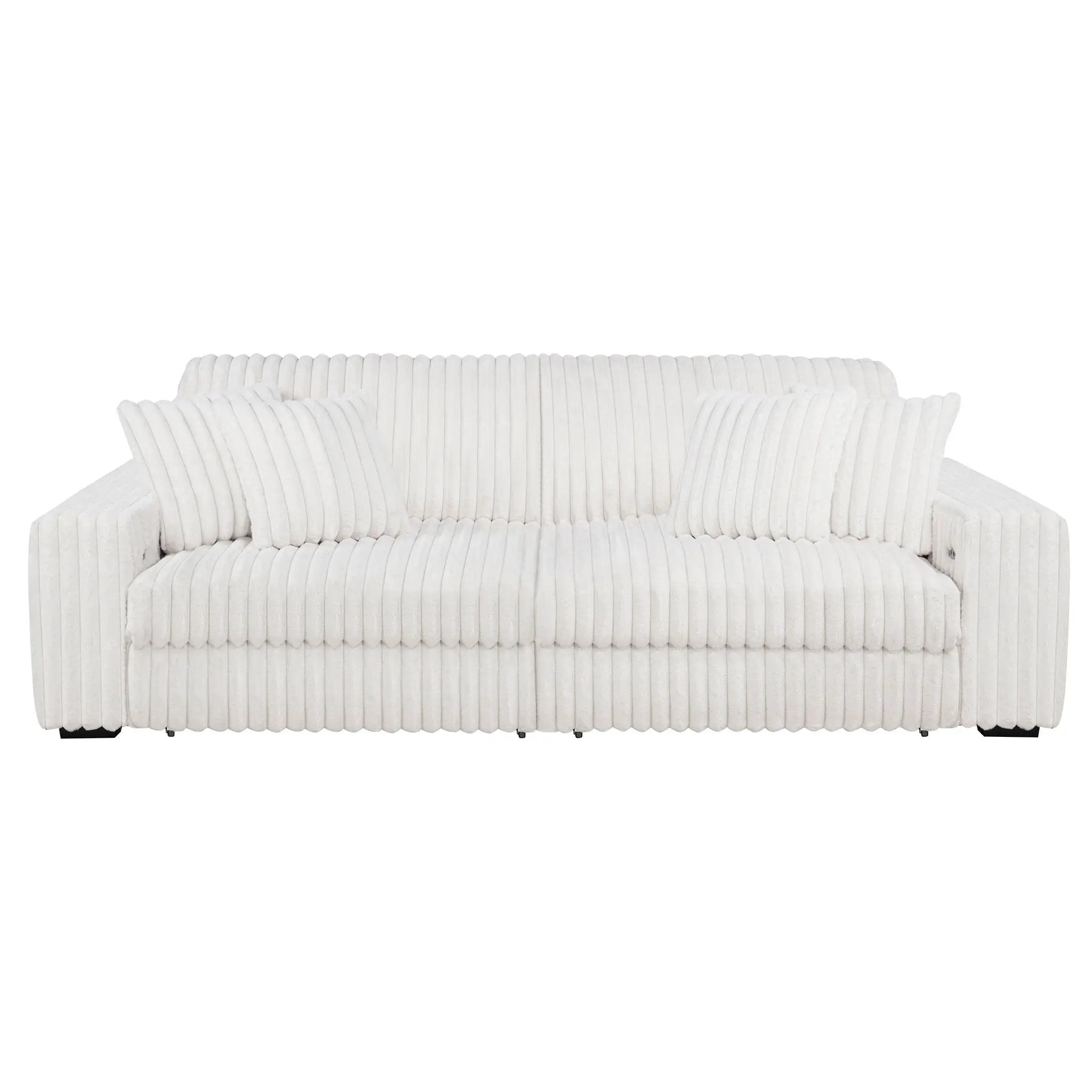 Jacana Corduroy Upholstered Dual Power Chaise Sofa Ivory by Unique Piece Furniture