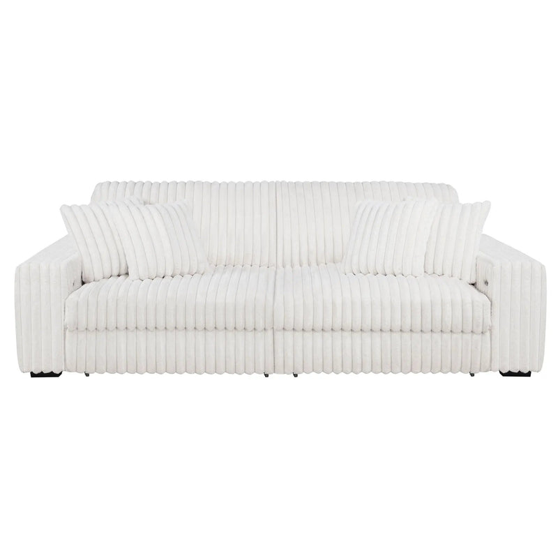 Jacana Corduroy Upholstered Dual Power Chaise Sofa Ivory by Unique Piece Furniture