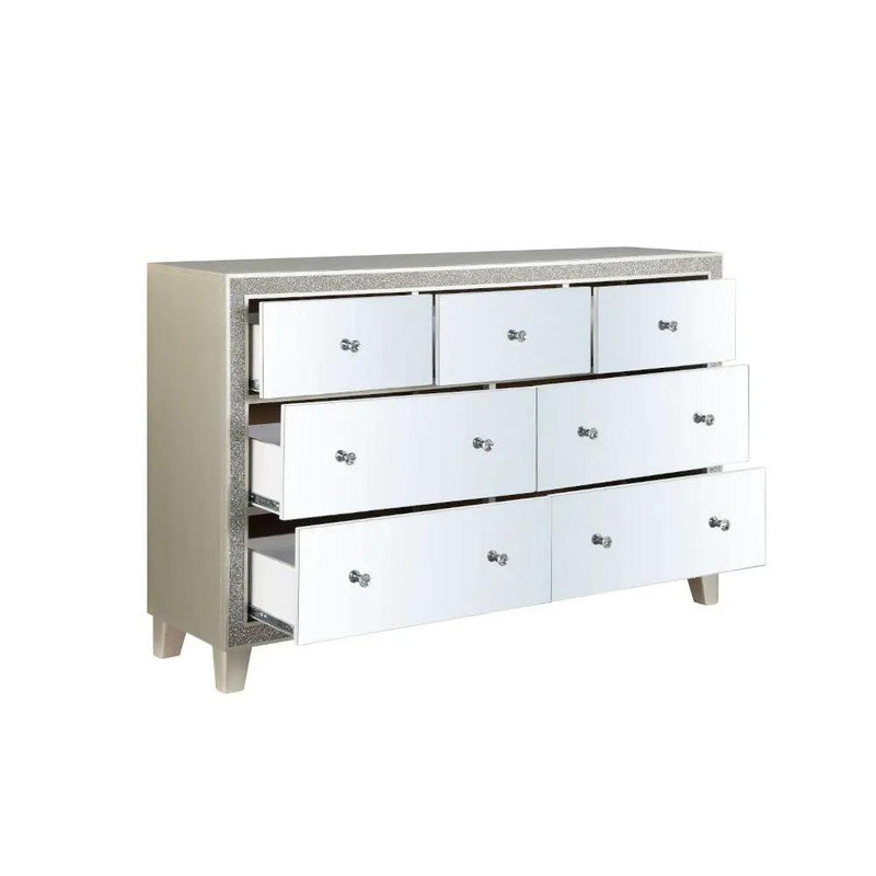 Mirrored Champagne Dresser Self Closing Drawers