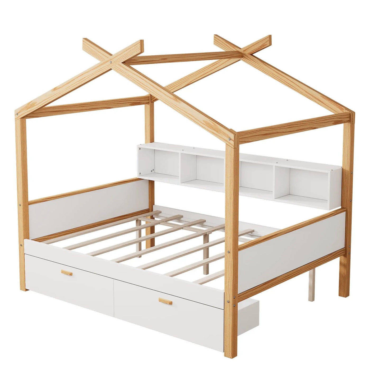 House Bed With Bookshelf Storage by HouseOfZazla