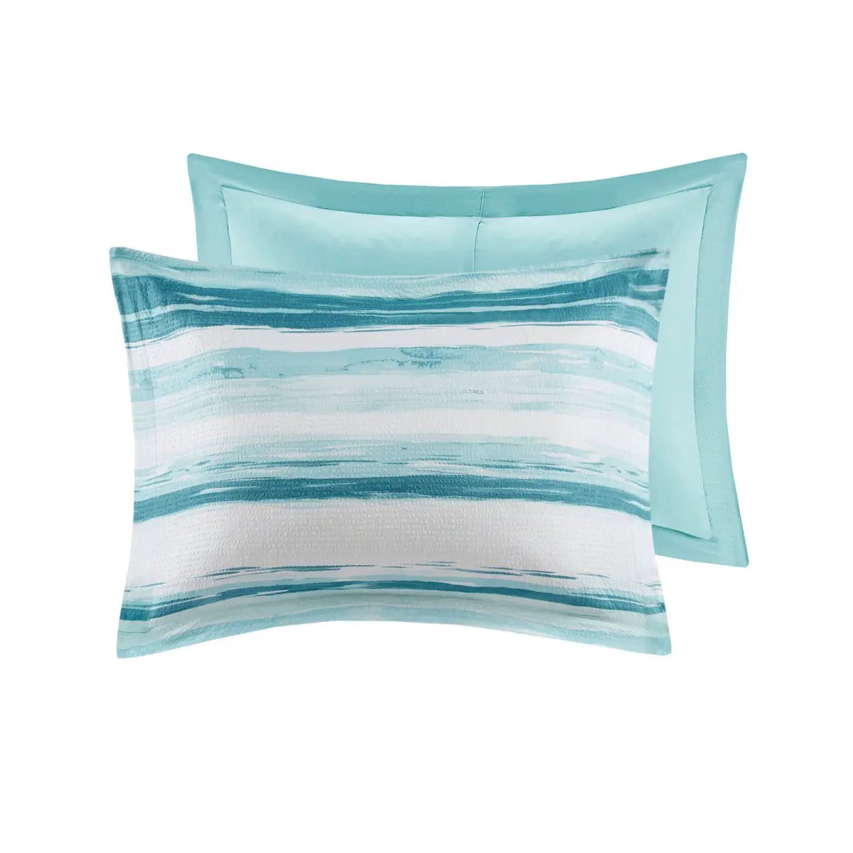 8 Piece Printed Seersucker Comforter and Quilt Set Collection Aqua King/Cal King by HouseOfZazla
