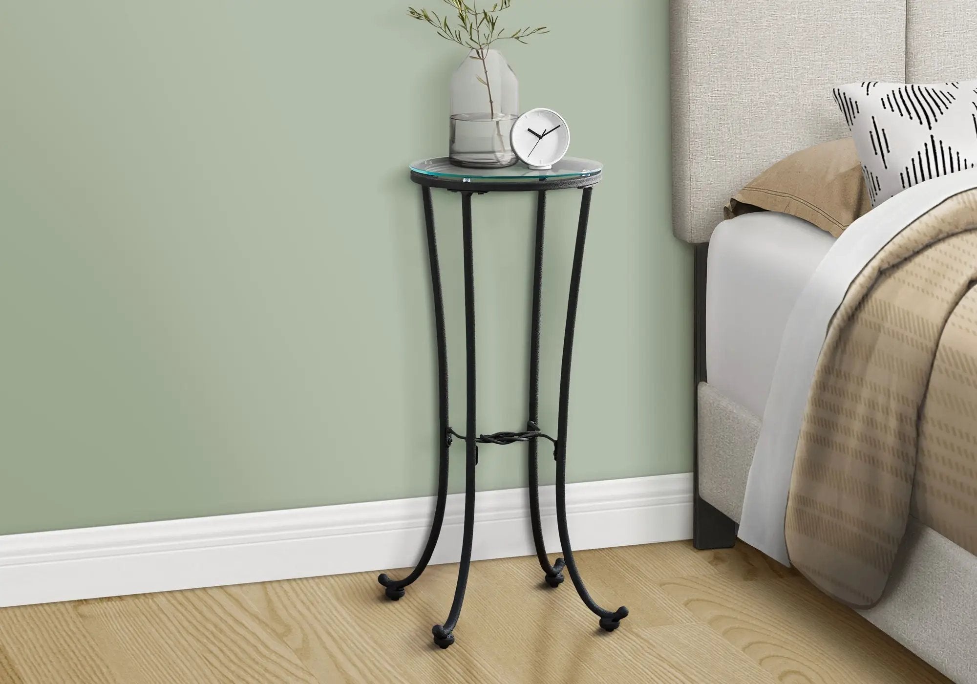 Accent Side Table, Plant Stand, Round, Contemporary & Modern - Black by HouseOfZazla