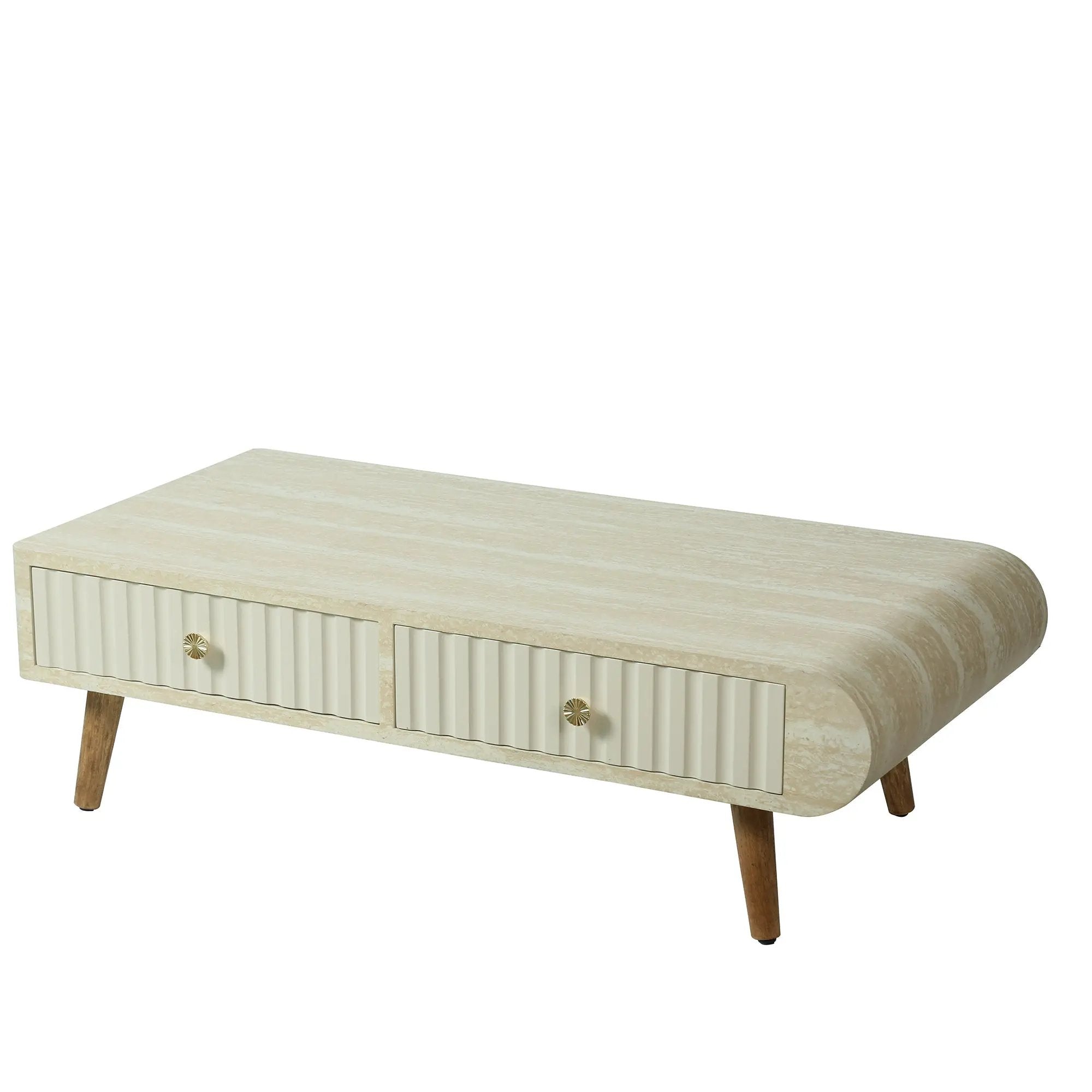 Coffee Table with Veneered Faux Marble Tabletop by HouseOfZazla