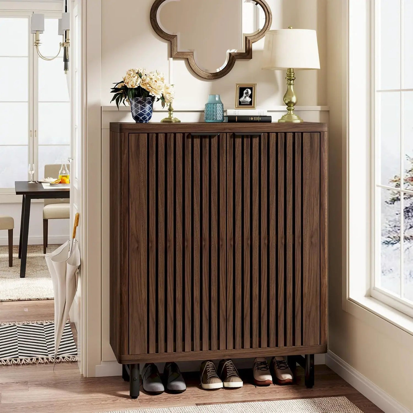 6 Tier Shoe Cabinet With Louvered Doors by HouseOfZazla