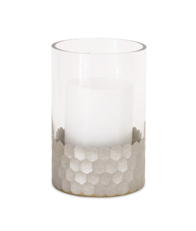 Glass Hurricane Candle Holder with Honeycomb (Set of 2), photo 2 of 2