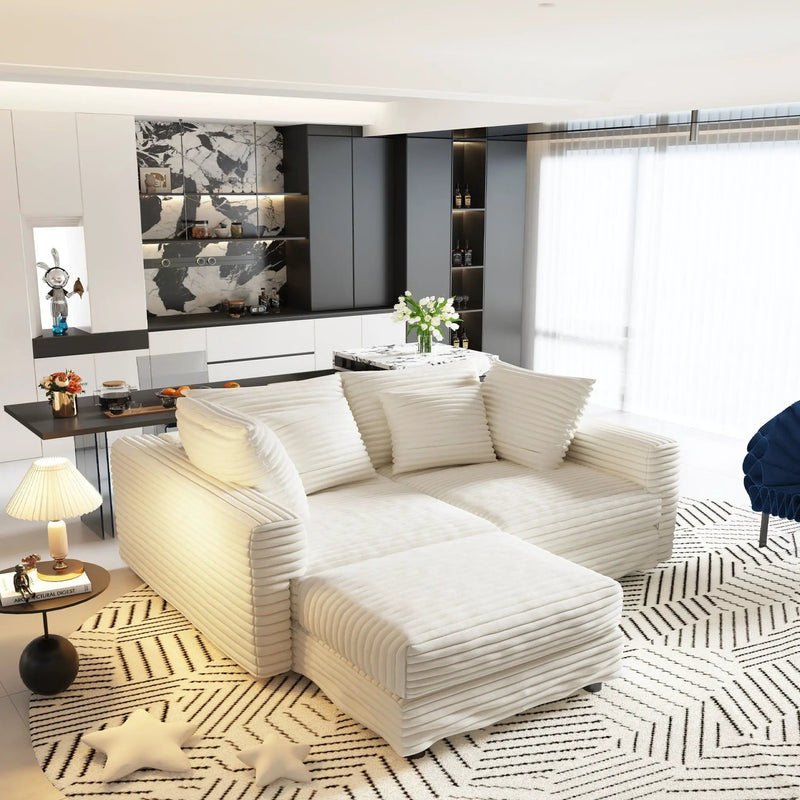 4 Seat Sofa With Soft Pillows And Movable Ottoman by HouseOfZazla