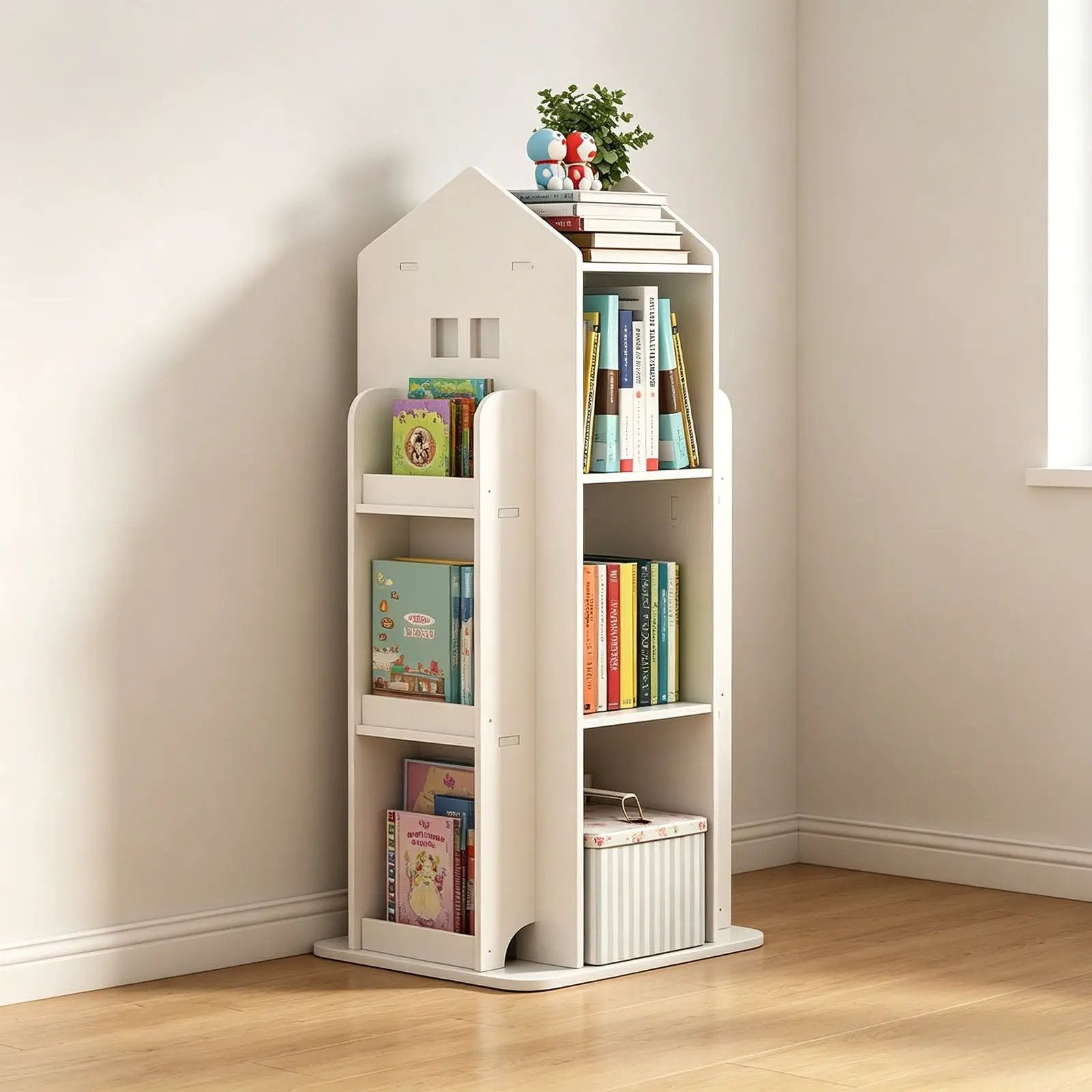4-Tier Rotating Bookshelf for Bedroom and Living Room by HouseOfZazla