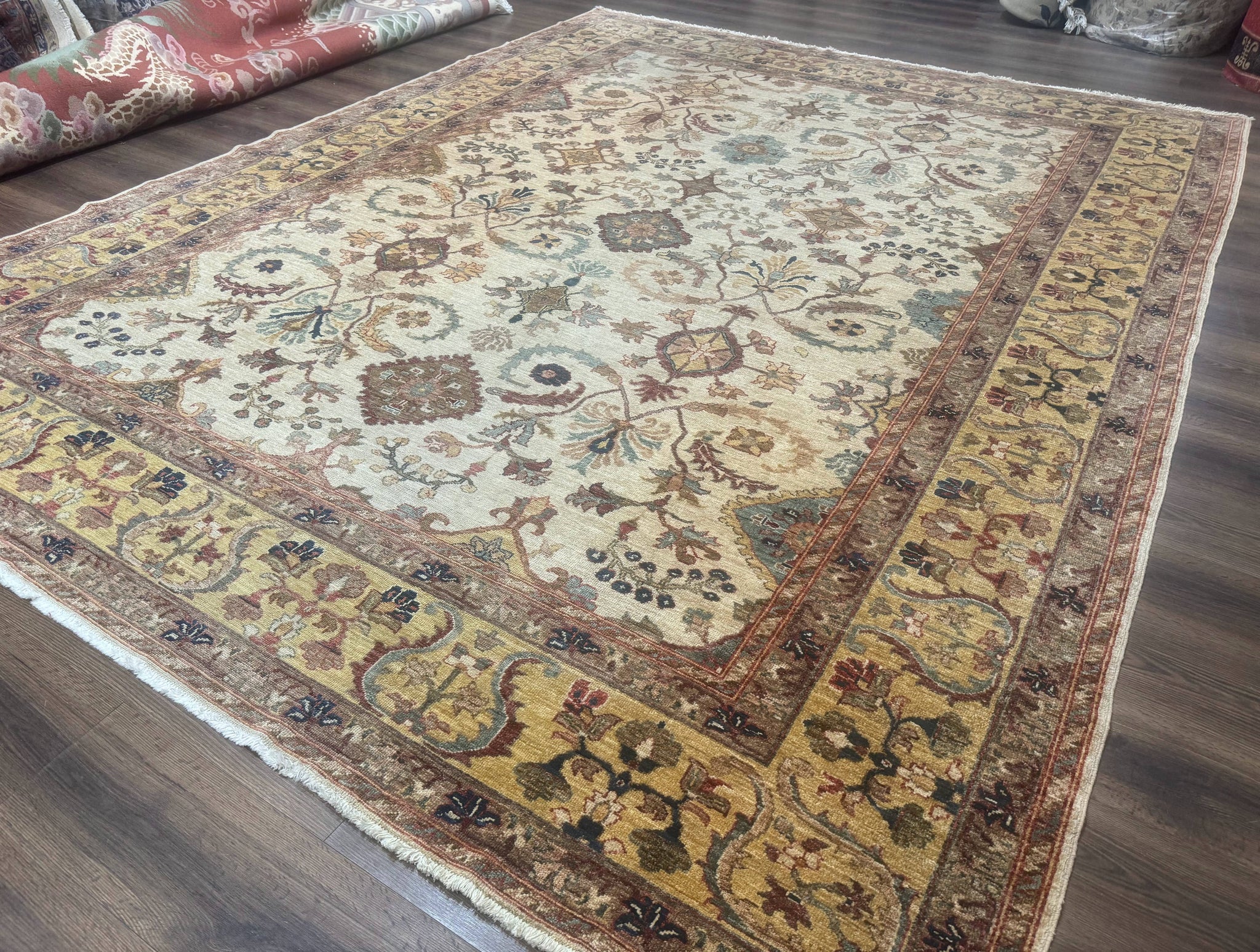 Egyptian Rug 9x12, Mahal Sultanabad Carpet, Handmade Wool Rug, Oatmeal Color by Jewel Rugs