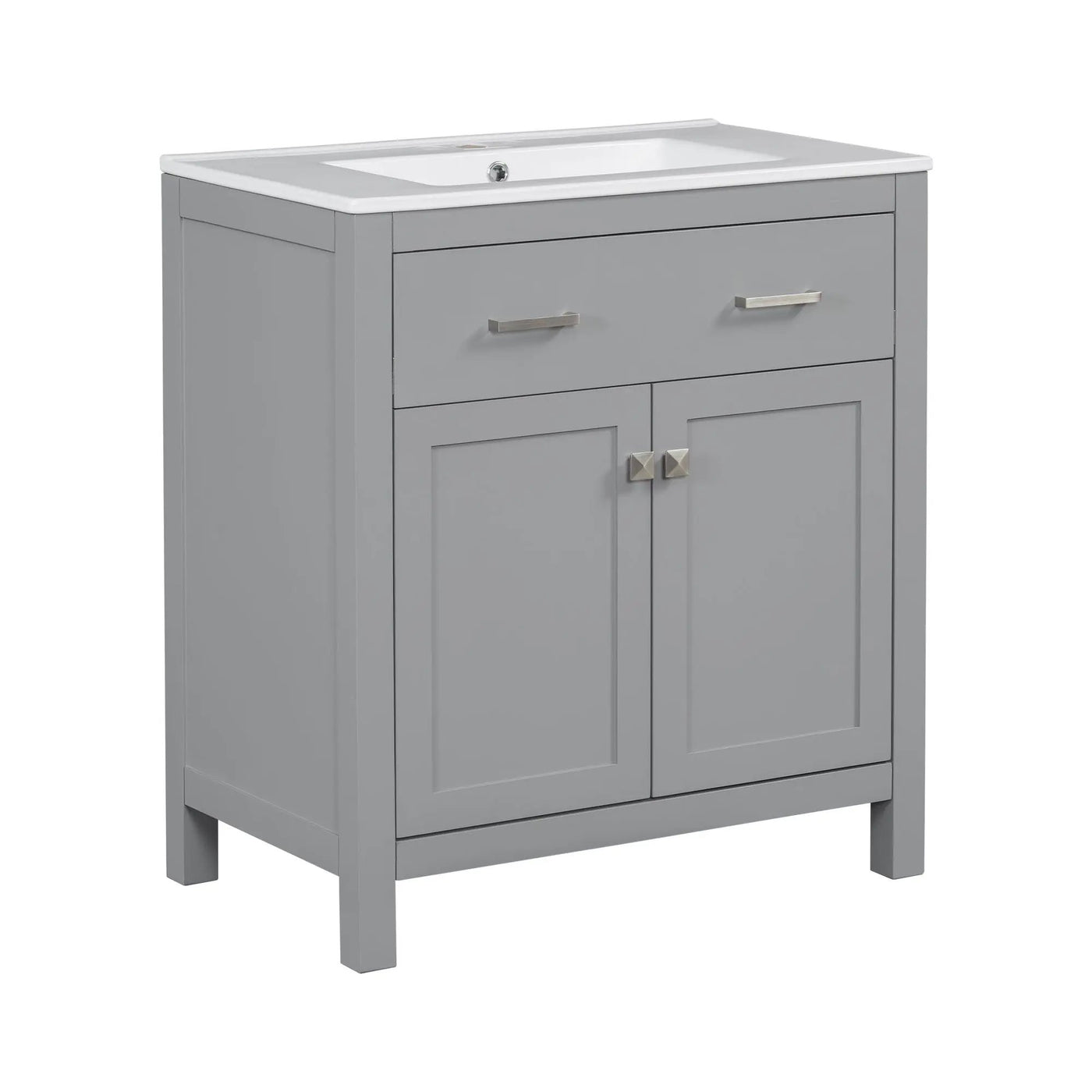 Bathroom Vanity With Ceramic Sink, Modern Single Bathroom Cabinet With 2 Doors And A Shelf, Soft Close Doors by HouseOfZazla