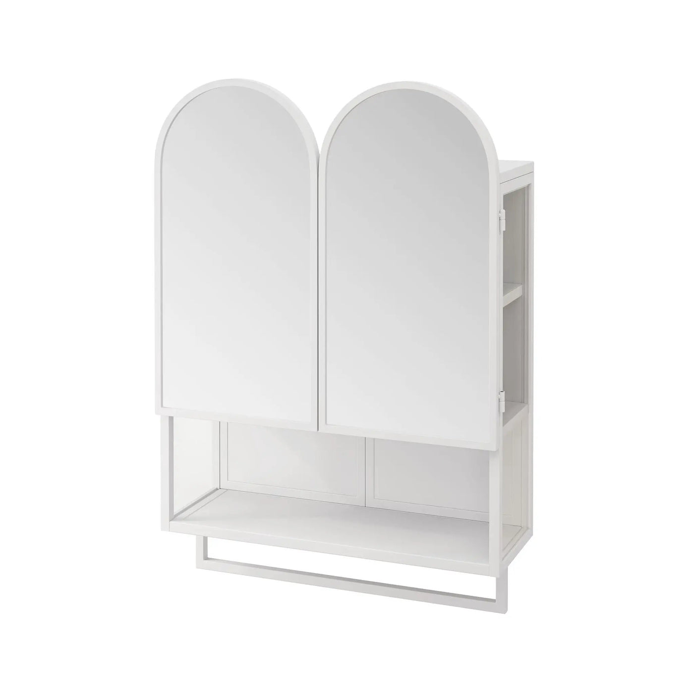 Double Arched Mirror Wall Cabinet With 2 Doors, Featuring Adjustable Shelves And Towel Rack by HouseOfZazla