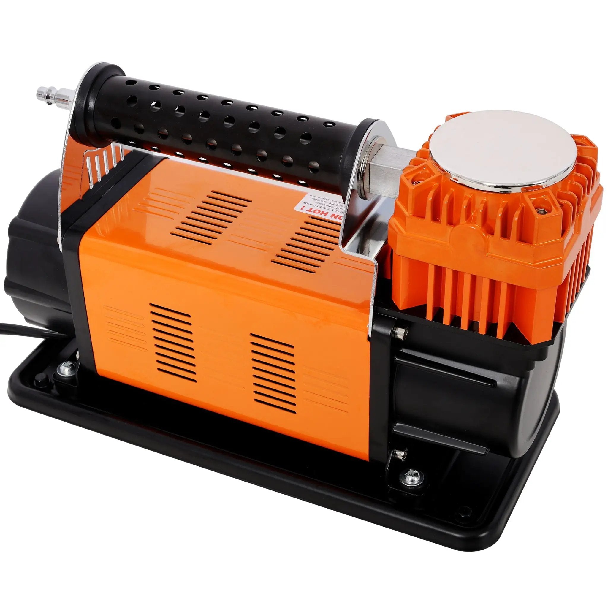 Heavy Duty 12V Air Compressor, Tire Inflator With Pressure Gauge, Compact Size - Black / Orange by HouseOfZazla